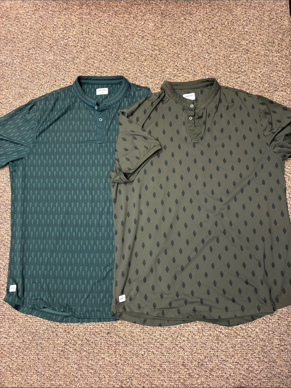 Lot of 2 Mantra Men's Short-Sleeve Polo — Green & Olive